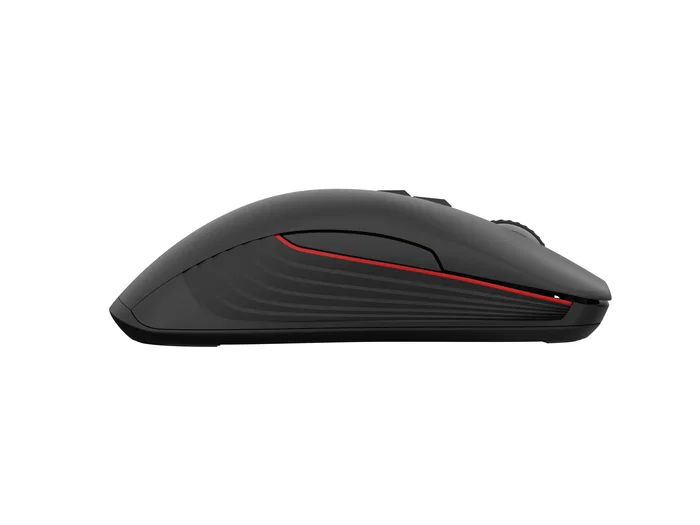 Natec Ratón Gaming Genesis Zircon 330 Inalámbrico 2.4GHz, Sensor Óptico 3600 DPI, 7 Botones, Recargable USB-C, Forma Simétrica para Mano Derecha e Izquierda, Negro/Rojo