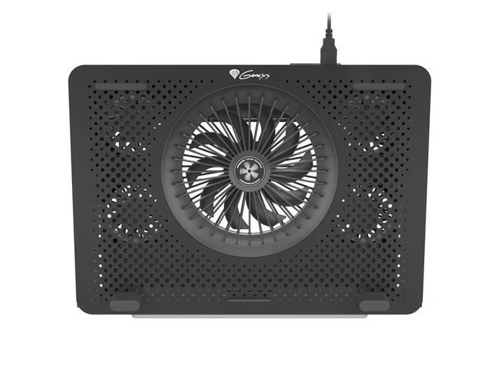 Genesis OXID 450 RGB Base Refrigeradora para Portátil hasta 15.6", con 5 Ventiladores, HUB USB, Soporte de Teléfono y Ajuste de Altura - Negro