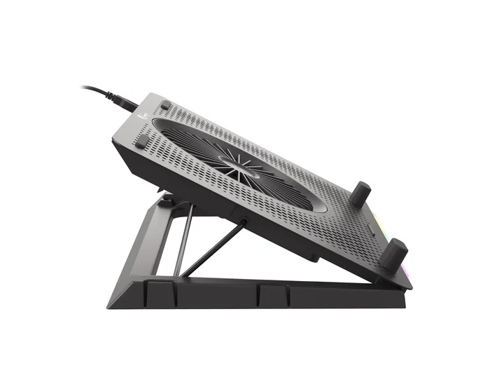 Genesis OXID 450 RGB Base Refrigeradora para Portátil hasta 15.6", con 5 Ventiladores, HUB USB, Soporte de Teléfono y Ajuste de Altura - Negro