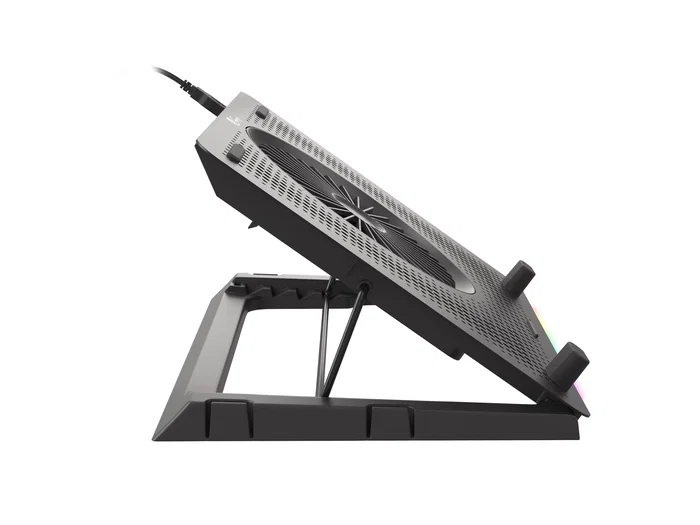 Genesis OXID 450 RGB Base Refrigeradora para Portátil hasta 15.6", con 5 Ventiladores, HUB USB, Soporte de Teléfono y Ajuste de Altura - Negro