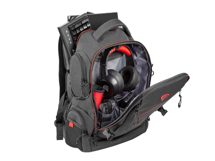GENESIS Pallad 550 Mochila para Gaming 43,9 cm (17.3") Negro, Rojo con Compartimento para Portátil y Accesorios