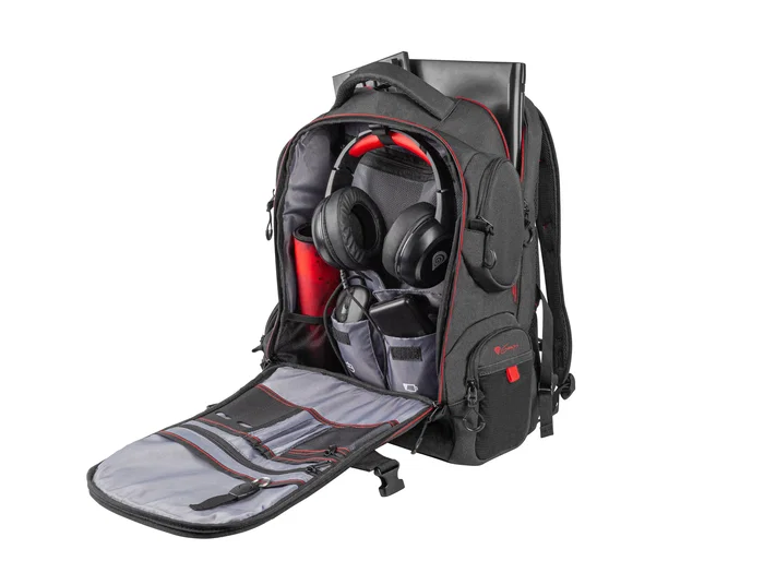 GENESIS Pallad 550 Mochila para Gaming 43,9 cm (17.3") Negro, Rojo con Compartimento para Portátil y Accesorios