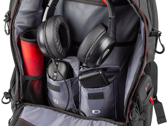 GENESIS Pallad 550 Mochila para Gaming 43,9 cm (17.3") Negro, Rojo con Compartimento para Portátil y Accesorios