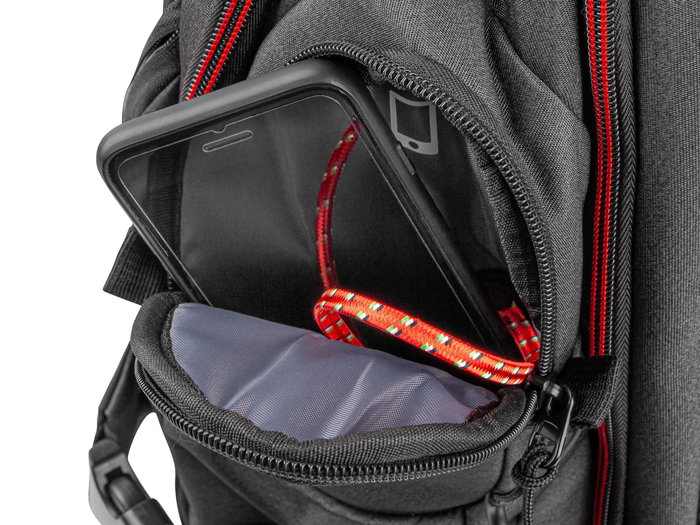 GENESIS Pallad 550 Mochila para Gaming 43,9 cm (17.3") Negro, Rojo con Compartimento para Portátil y Accesorios