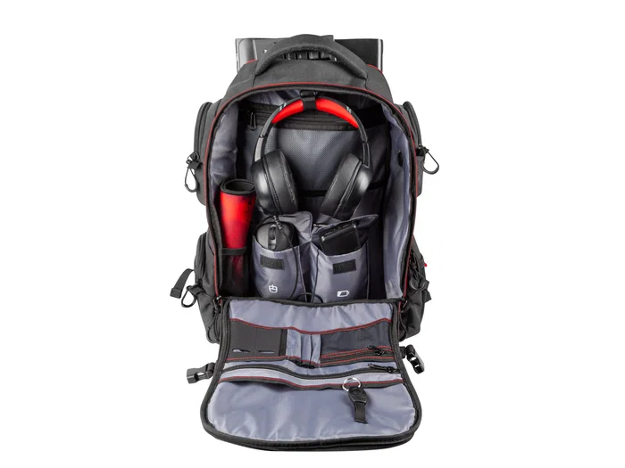 GENESIS Pallad 550 Mochila para Gaming 43,9 cm (17.3") Negro, Rojo con Compartimento para Portátil y Accesorios