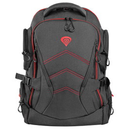 Genesis Mochila Pallad 550 para Portátil 17.3 Pulgadas (43.9 cm), Negro/Rojo, Compartimento para Tablet, 2 Bolsillos, Resistente al Agua y Golpes