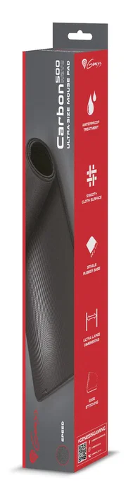 Genesis Carbon 500 Ultra Wave Alfombrilla de Ratón Gaming, 1100x450 mm, Base Antideslizante, Tela, A Prueba de Salpicaduras, Bordes Rematados, Negro/Gris