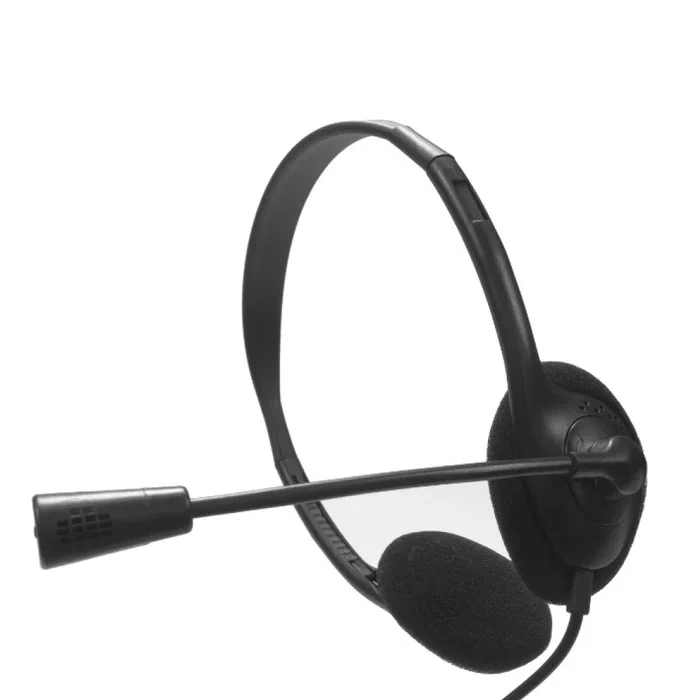 Nilox NXAU0000002 - Auriculares de diadema con micrófono para oficina, alámbrico con conexión USB, con cancelación de ruido y plegables, color negro