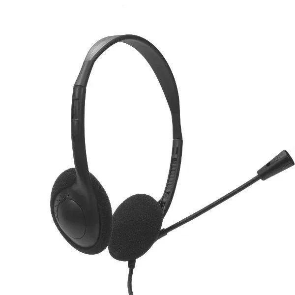 Nilox NXAU0000002 - Auriculares de diadema con micrófono para oficina, alámbrico con conexión USB, con cancelación de ruido y plegables, color negro