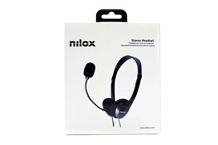 Nilox NXAU0000002 - Auriculares de diadema con micrófono para oficina, alámbrico con conexión USB, con cancelación de ruido y plegables, color negro