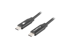 Lanberg CA-CMCM-40CU-0018-BK Cable USB 2.0 de 1,8 m con Conectores USB C a USB C, Contactos Chapados en Oro, Color Negro