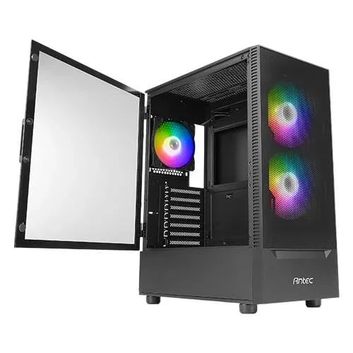 Antec NX 410 Caja PC Gaming Midi Tower Gris ATX, ITX, micro ATX, con Ventana Lateral, 2x USB 2.0, 1x USB 3.0 y sin Fuente de Alimentación
