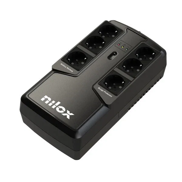 Nilox NXGCLIO8501X5V2 UPS SAI Línea Interactiva 850VA / 595W, 6 Tomas Schuko, Microprocesador, Respuesta <2ms, AVR, 12V 5Ah