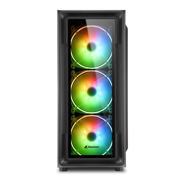 SHARKOON Midi Tower TK4 RGB Negro con Iluminación RGB para PC Gaming ATX, mATX, Mini-ITX y Ventana Lateral
