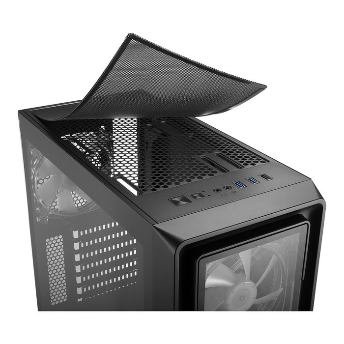 SHARKOON Midi Tower TK4 RGB Negro con Iluminación RGB para PC Gaming ATX, mATX, Mini-ITX y Ventana Lateral