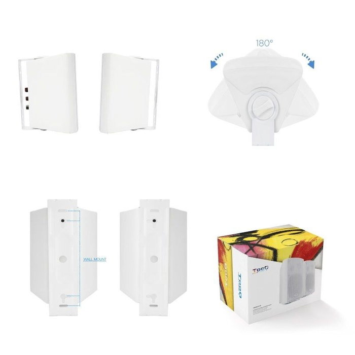 TOOQ Altavoces Autoamplificados TQOWS-01W de Pared, 60W, Blanco TOOQ Altavoces Autoamplificados TQOWS-01W de Pared, 60W, Blanco