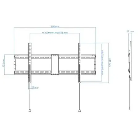 TooQ Soporte de Pared Fijo para TV de 43-90"/ hasta 70kg, Negro, LP4390F-B
