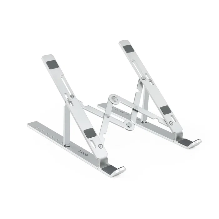 Tooq TQLRS0033-AL Soporte Elevador Plegable para Portátil y Tablet, Ajustable 7 Alturas, Base Antideslizante, para Pantallas de 11" a 15" (Hasta 5 kg), Color Plata