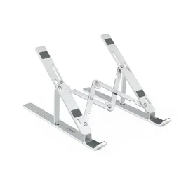 Tooq Soporte Elevador de Aluminio Plegable para Portátiles hasta 15 pulgadas, Plata