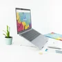 Tooq TQLRS0033-AL Soporte Elevador Plegable para Portátil y Tablet, Ajustable 7 Alturas, Base Antideslizante, para Pantallas de 11" a 15" (Hasta 5 kg), Color Plata