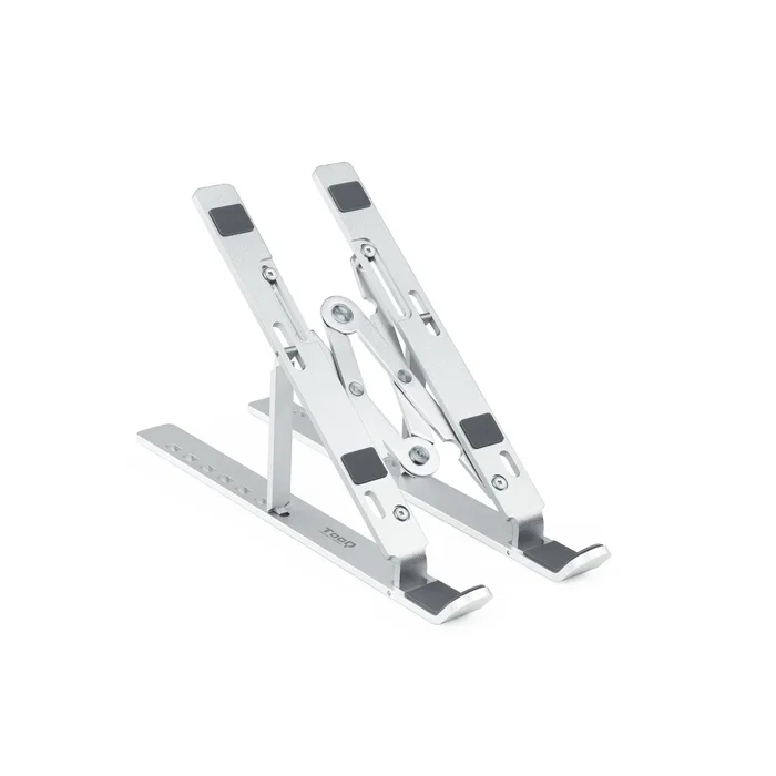 Tooq TQLRS0033-AL Soporte Elevador Plegable para Portátil y Tablet, Ajustable 7 Alturas, Base Antideslizante, para Pantallas de 11" a 15" (Hasta 5 kg), Color Plata