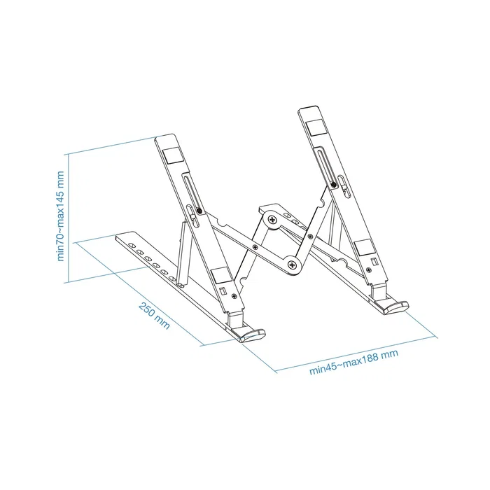 Tooq TQLRS0033-AL Soporte Elevador Plegable para Portátil y Tablet, Ajustable 7 Alturas, Base Antideslizante, para Pantallas de 11" a 15" (Hasta 5 kg), Color Plata