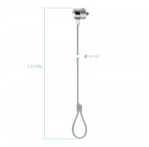 Tooq Cable de Seguridad TQCLKC0025 con Llave de 1,5m Plata