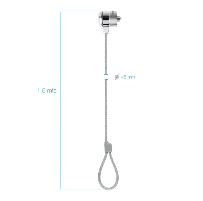 Tooq Cable de Seguridad T-LOCK con Llave 1,5 m Plata