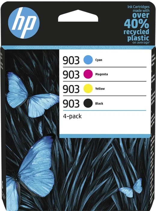 HP Paquete de 4 cartuchos de tinta Original 903 (Negro, Cian, Magenta, Amarillo) 6ZC73AE