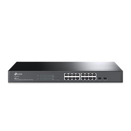 TP-LINK Switch inteligente JetStream ? Gigabit de 16 puertos RJ45 con 2 ranuras SFP Gigabit.