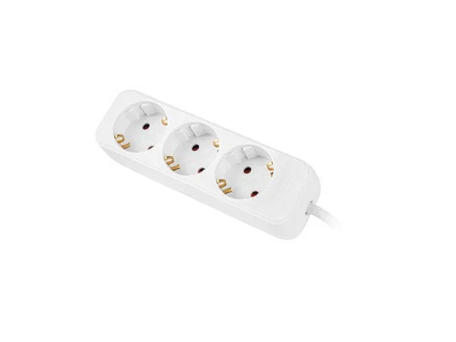 Lanberg Regleta Eléctrica PS0-03F-0150-W, 1.5m, 3 Tomas SCHUKO Tipo F, 2500W, 10A, IP20, Blanca, para Interiores con Protección Infantil