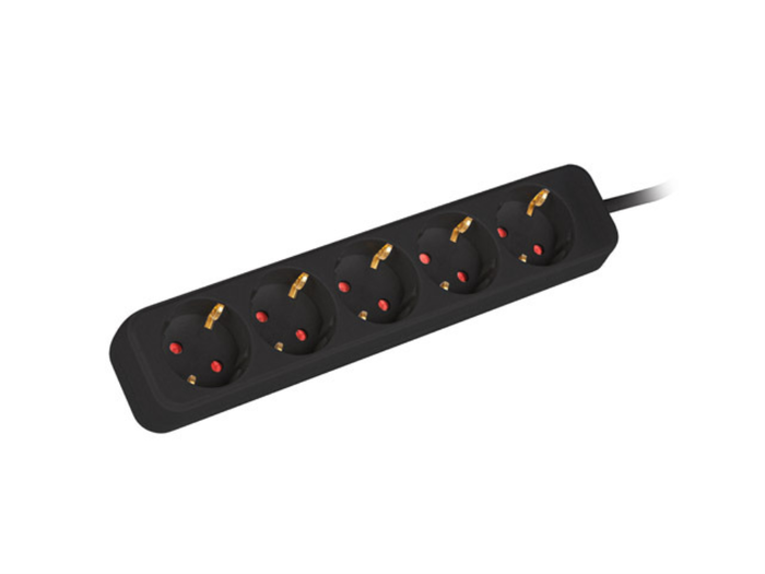 Lanberg PS0-05F-0300-BK Regleta de 5 tomas Schuko, 3 m, Negro