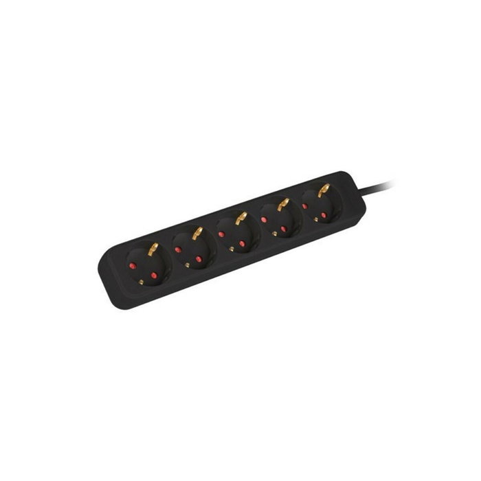 Lanberg PS0-05F-0300-BK Regleta de 5 tomas Schuko, 3 m, Negro