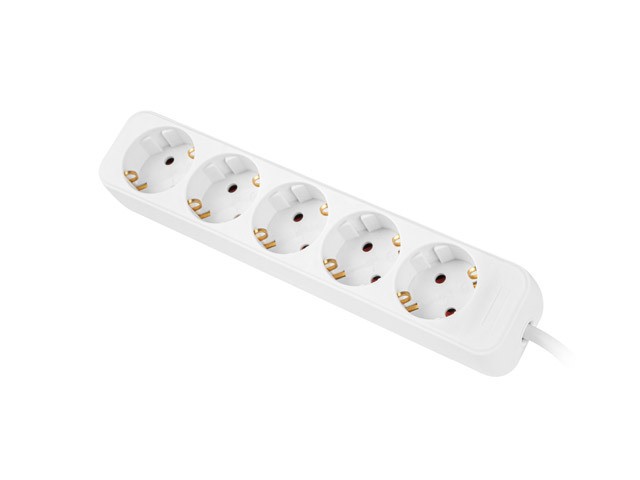 LANBERG Regleta PS0-05F-0150-W de 5 salidas AC, 1,5 m, Blanco