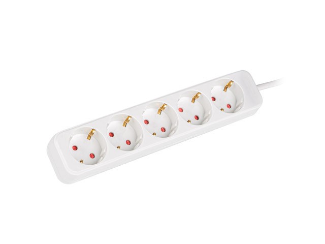 LANBERG Regleta PS0-05F-0150-W de 5 salidas AC, 1,5 m, Blanco