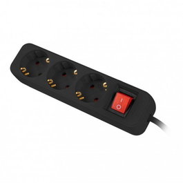 Lanberg Regleta de Sobremesa con 3 Tomas Schuko, Cable 1.5 m, Protección Infantil, 2500W, Color Negro