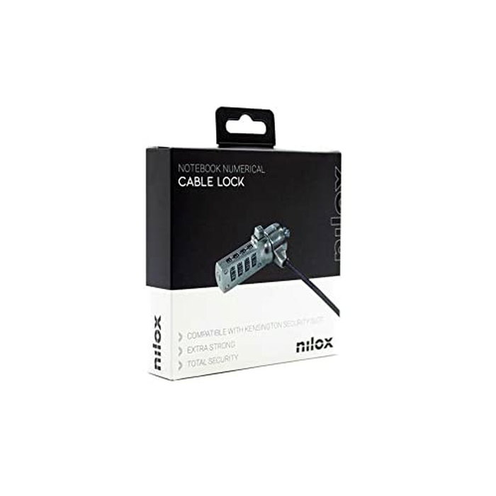 Nilox Cable de seguridad para portátil con combinación de 4 dígitos y 1,8 m Nilox Cable de seguridad para portátil con combinación de 4 dígitos y 1,8 m
