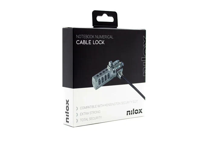 Nilox NXSC002 Cable Antirrobo para Portátil con Combinación Kensington, 4 Dígitos Reconfigurables, 1.8 m, Negro