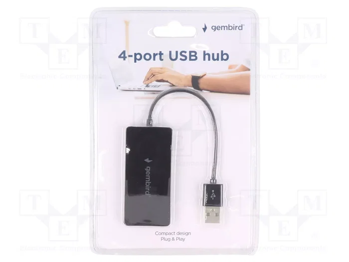 Gembird UHB-U2P4-04 Hub USB 2.0 de 4 puertos Negro