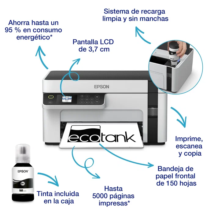 Epson EcoTank ET-M2120 Monocromo Blanca