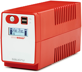 Salicru SPS 650 SOHO+ IEC - SAI/UPS de 650VA/360W con AVR Line-Interactive, 4 Tomas IEC, 2 Puertos USB, Software de Gestión