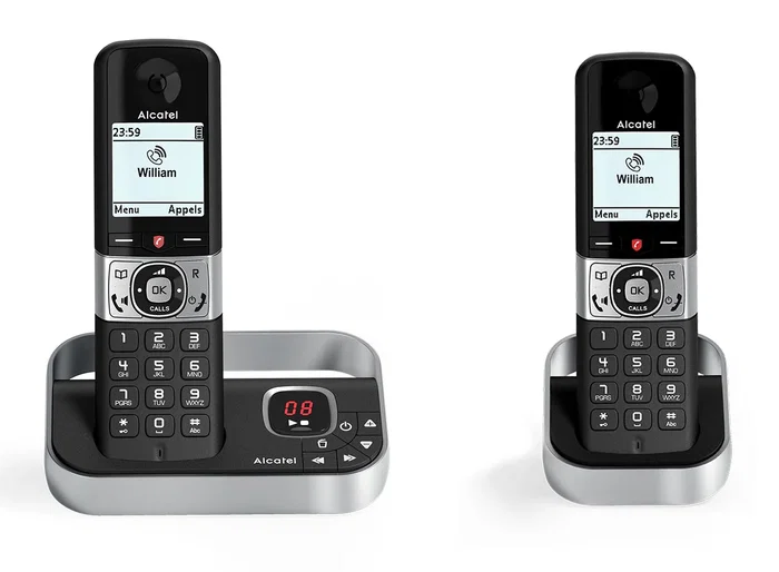 ALCATEL F890 Voice Duo Teléfono DECT con Bloqueo de Llamadas, Negro/Plata ALCATEL F890 Voice Duo Teléfono DECT con Bloqueo de Llamadas, Negro/Plata