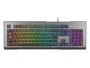 Genesis Rhod 500 - Teclado Gaming USB Alámbrico Retroiluminado RGB, Switch de Membrana, Formato Completo 104 Teclas, Distribución QWERTY Portugués, Color Negro/Plata