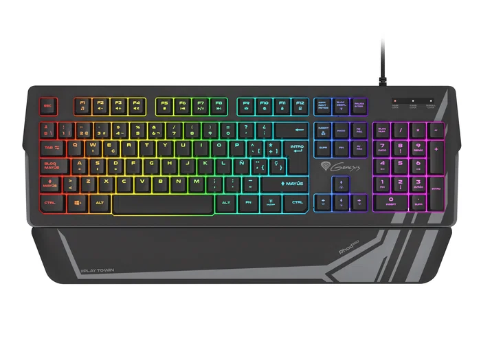 Genesis Rhod 350 Teclado Gaming con Retroiluminación RGB LED, Interruptor de Membrana, USB, QWERTY Español, Formato 100% con Teclado Numérico, Negro
