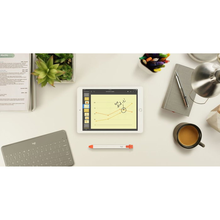 Logitech Crayon Lápiz Digital Naranja y Blanco