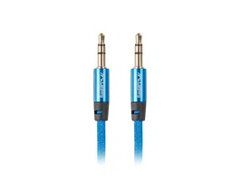 Lanberg CA-MJMJ-10CU-0020-BL Cable Audio Estéreo 2m, Conectores Jack 3.5mm Macho/Macho Chapados en Oro, Cable Trenzado Azul