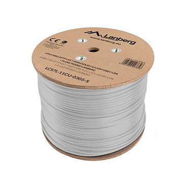 LANBERG Cable de Red Ethernet CAT.7 S/FTP, Cobre Sólido, LSZH, 305m, 40GbE, 600MHz, Blanco, LCS7L-11CU-0305-S
