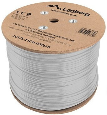 Lanberg LCS7L-11CU-0305-S Cable de Red Bobina Categoría 7 (Cat.7) S/FTP, Conductor Sólido, 305 Metros, 100000 Mbit/s, 40 GbE, PVC Blanco