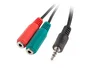 Lanberg AD-0023-BK Adaptador Jack Estéreo 3,5 mm Macho a 2 x 3,5 mm Hembra