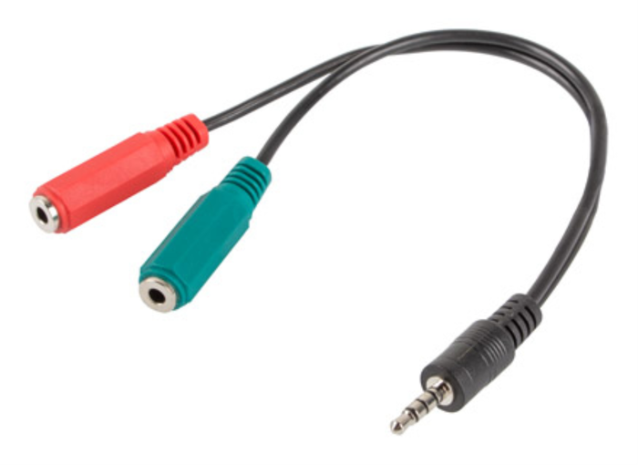Lanberg AD-0023-BK Adaptador Jack estéreo 3,5mm macho a 2x Jack 3,5mm hembra Negro